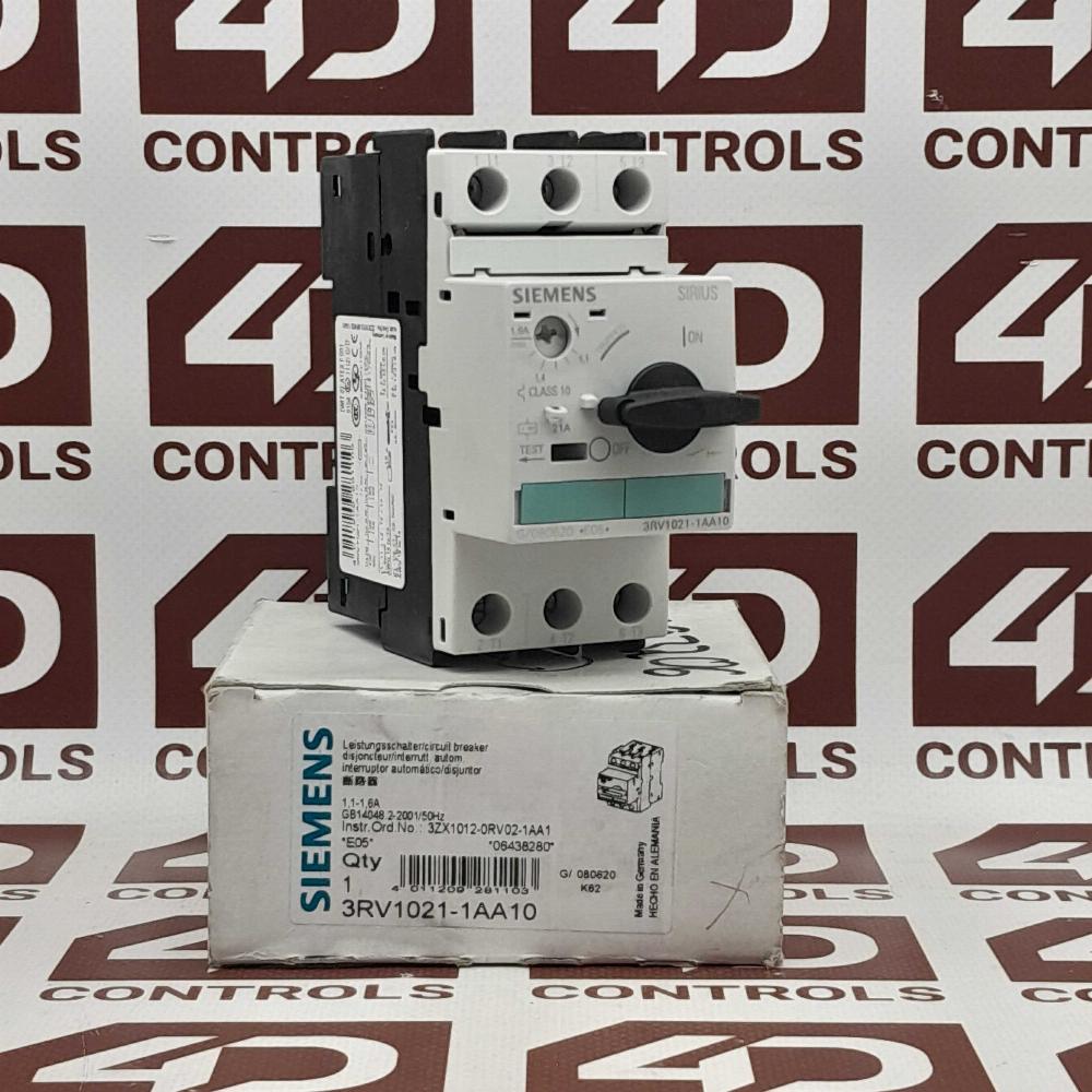 3RV1021-1AA10 | Siemens | Circuit Breaker, 1.1 to 1.6A, 3 Pole, Class 10, SIRIUS