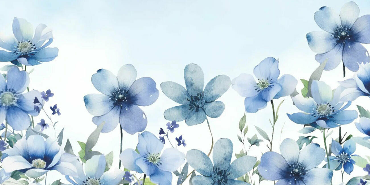 MUA Blue Watercolour Flowers