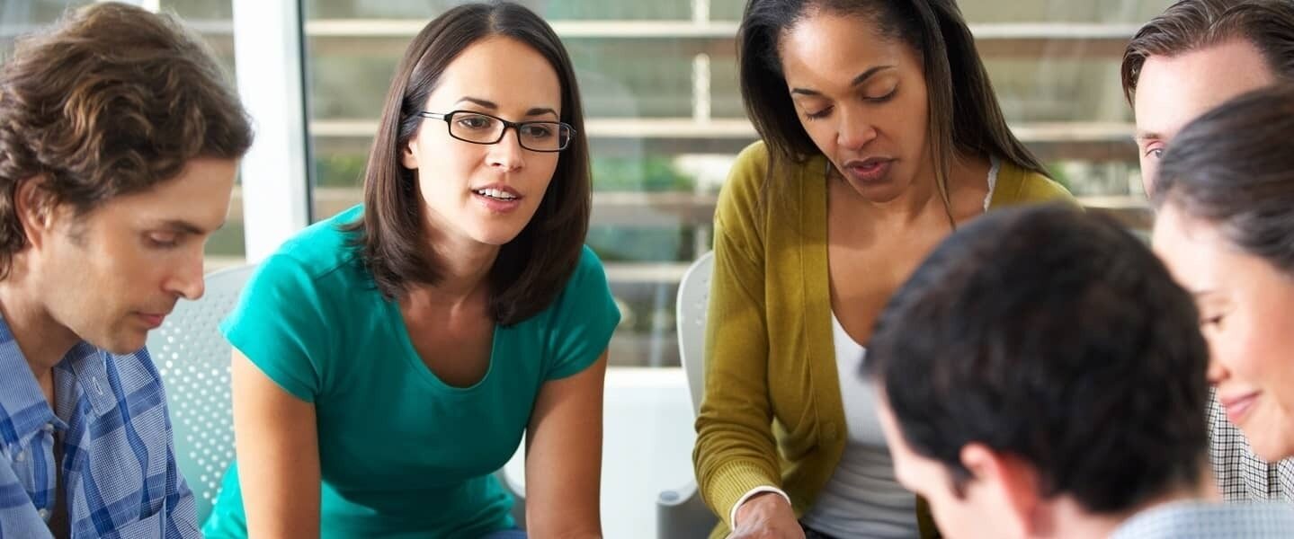 Young group meeting discussions bible study adults people hero