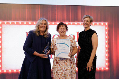 Amana Living IMAGE Deborah Wingate C with Chair Sue Wilson L and CEO Stephanie Buckland