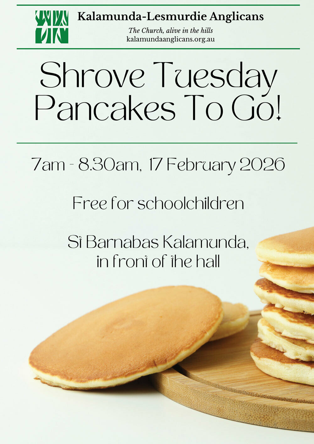 Parish of Kalamunda Lesmurdie Shrove Tuesday Pancakes