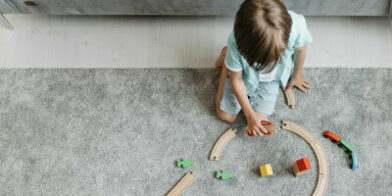 Boy playing trains