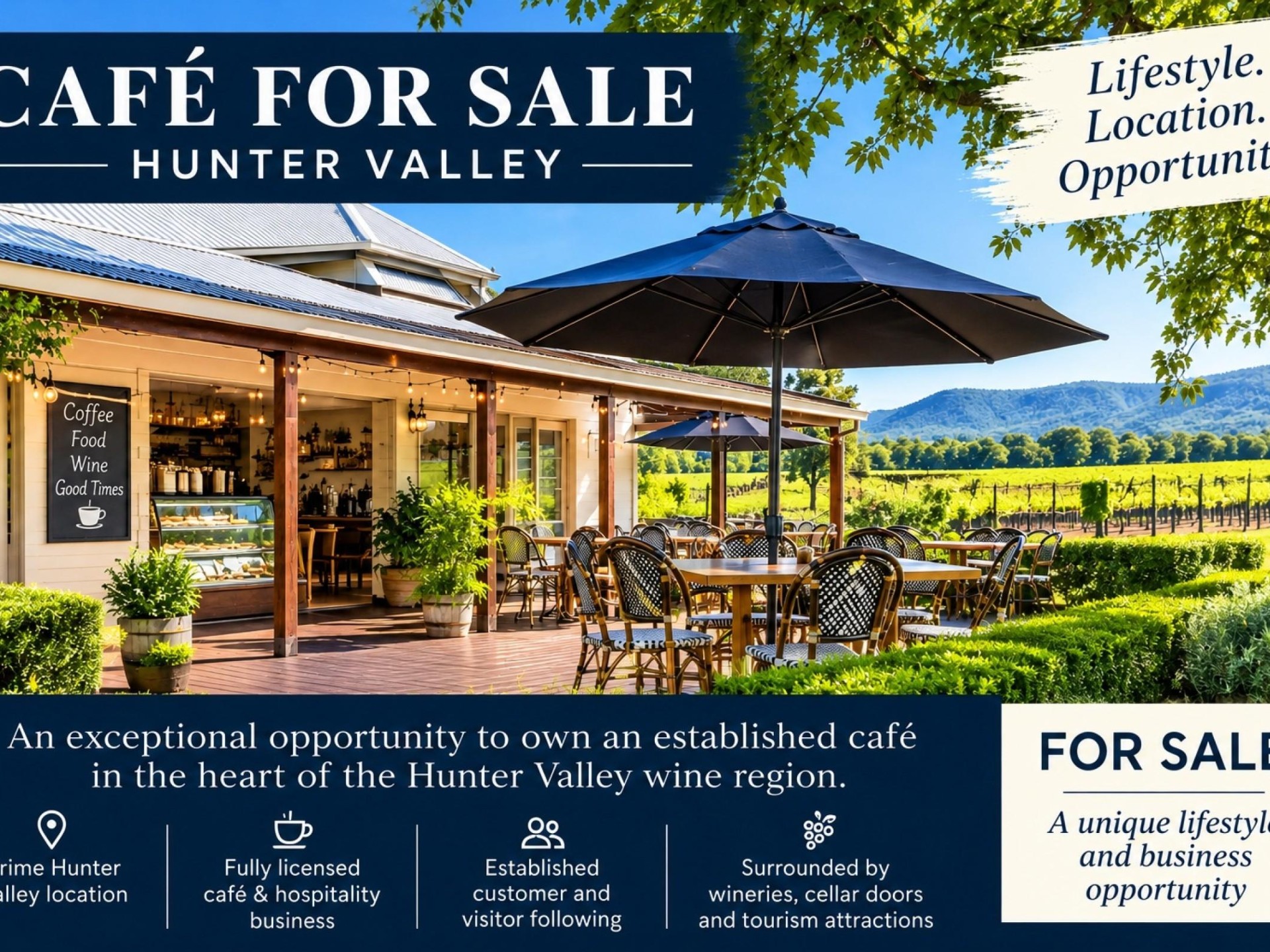 Live the Hunter Valley Lifestyle  Established Licensed Caf Business For Sale