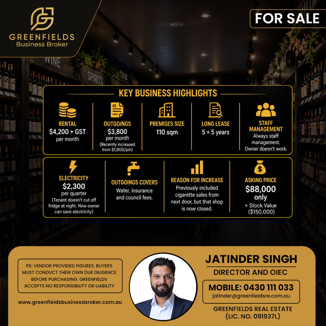 Established Bottle Shop For Sale  A Trusted Local Cellar, Ready for a New Owner!