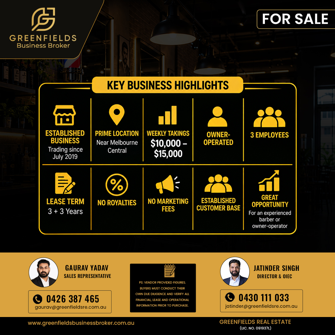Established Barber Shop Business for Sale | Prime Location | Established Since 2019 | Strong Weekly Turnover