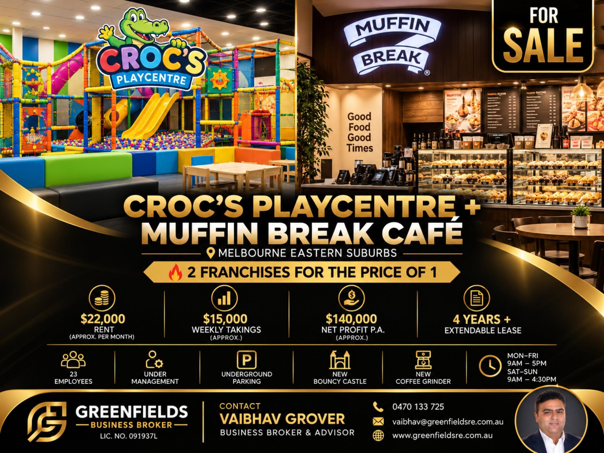 CROC'S PLAYCENTRE WITH MUFFIN BREAK CAF FOR SALE | MELBOURNE EASTERN SUBURBS