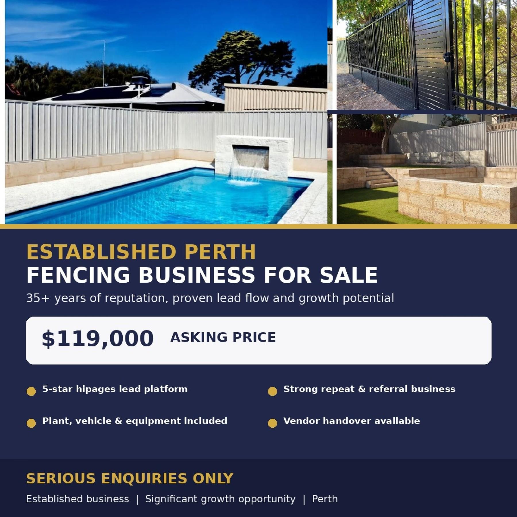 Established Perth Fencing & Retaining Business For Sale