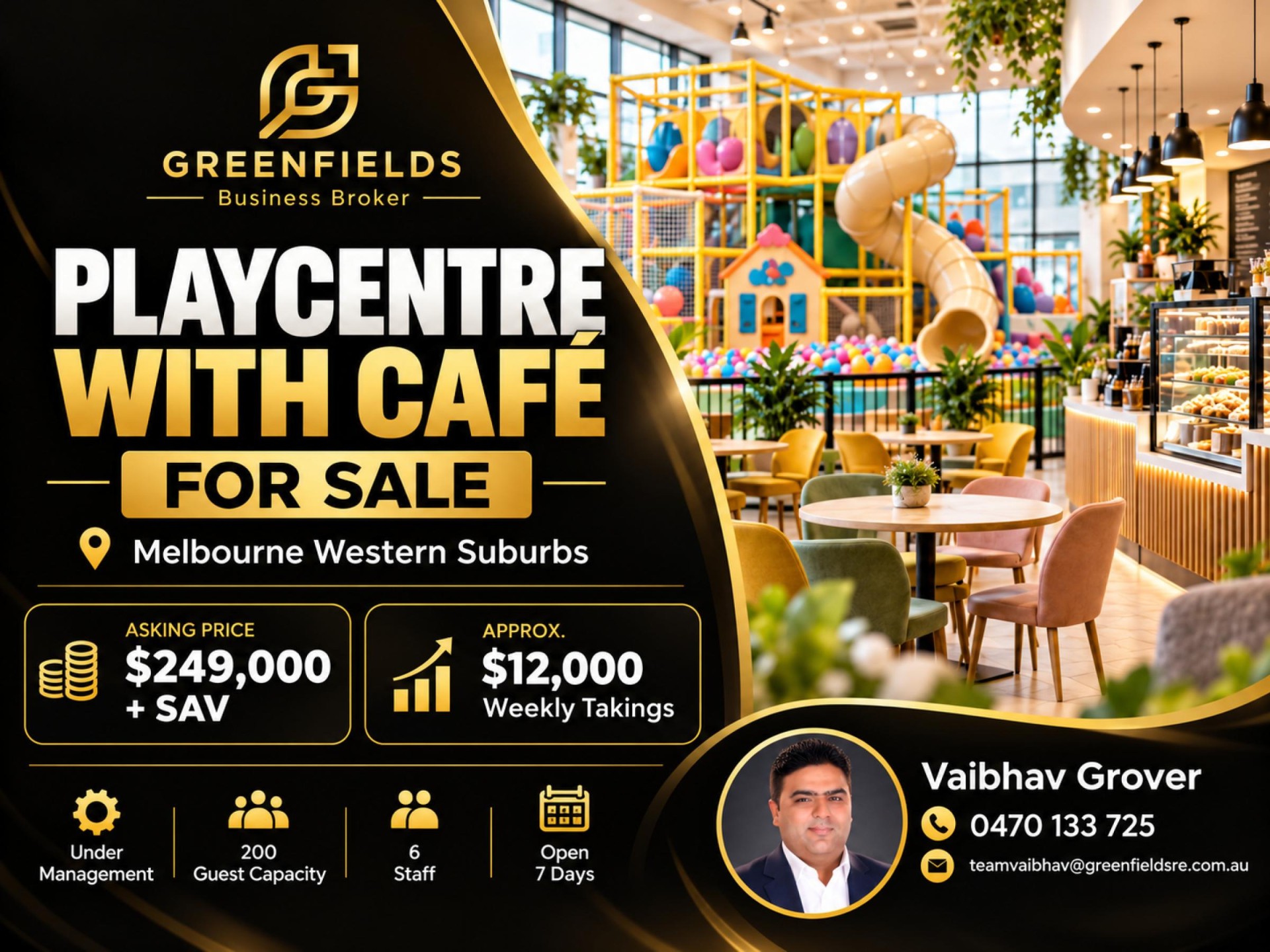 PLAYCENTRE WITH CAF FOR SALE - MELBOURNE WESTERN SUBURBS