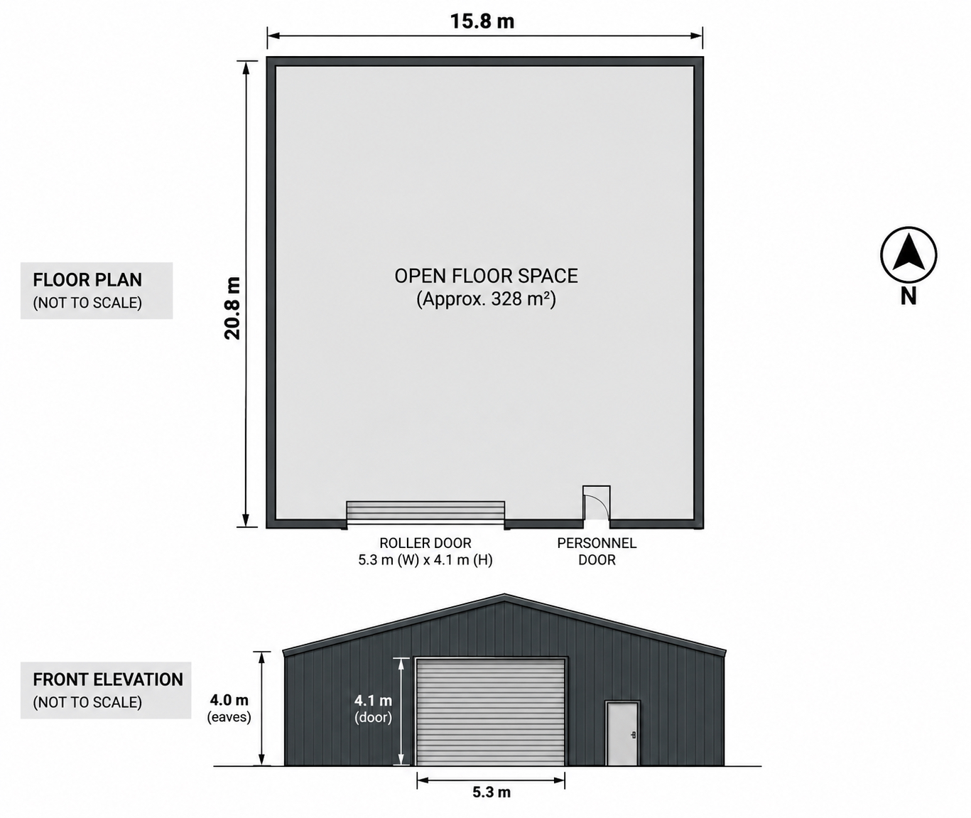Clear-Span Warehouse | Wide Roller Door | 328m