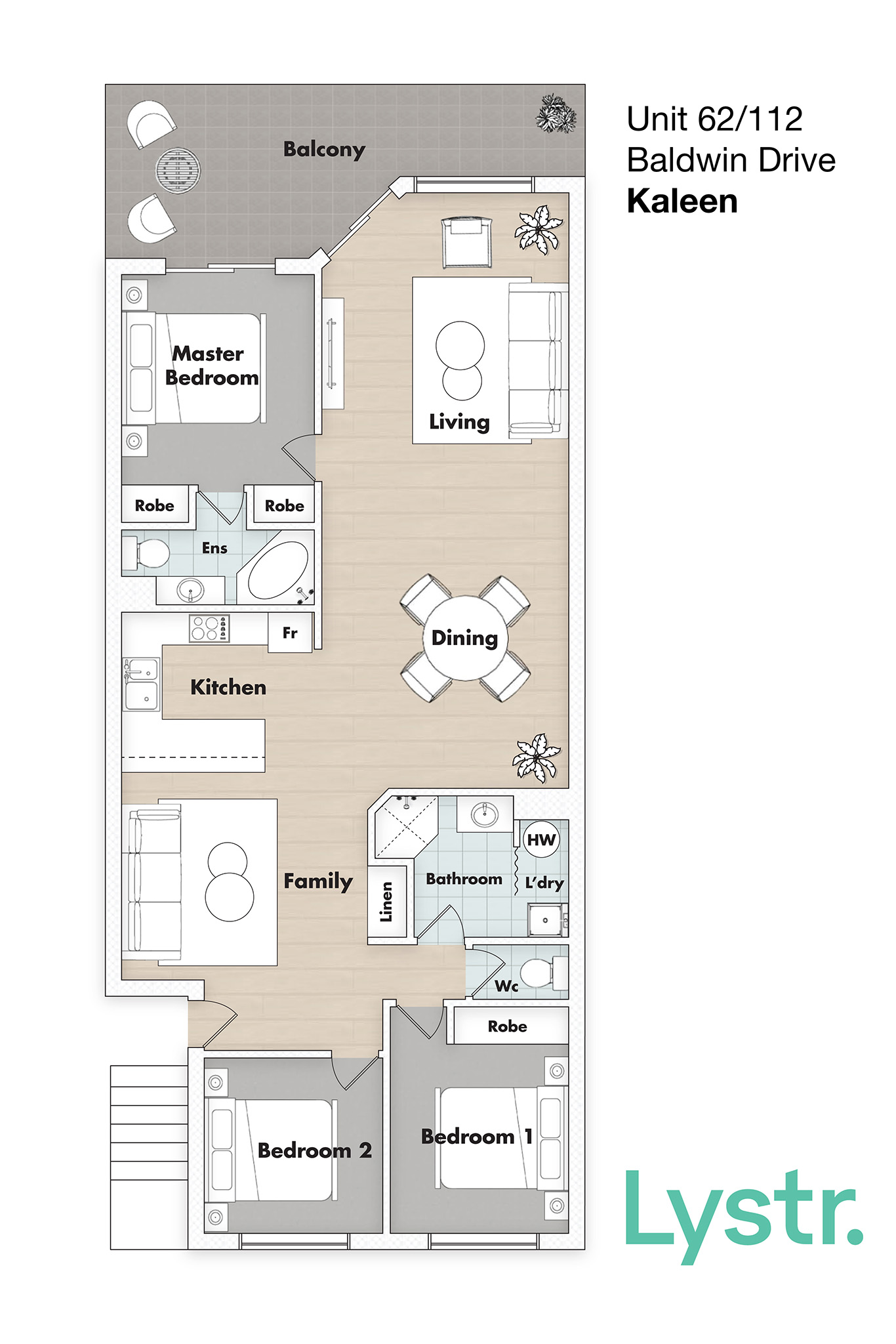 Floor plan for 62/112 Baldwin Drive, Kaleen ACT 2617