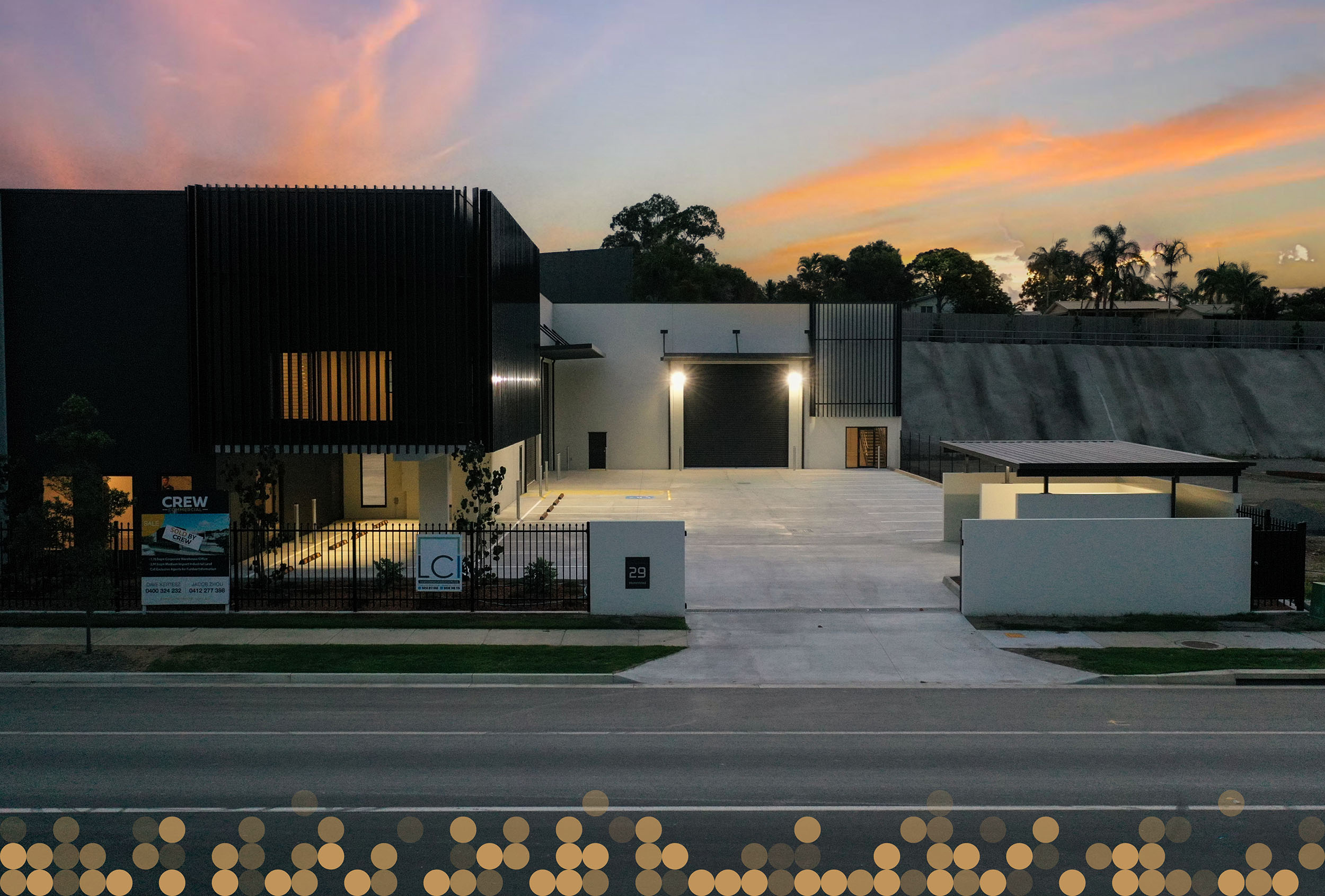 Gold Coast New Commercial Industrial Property at Dusk