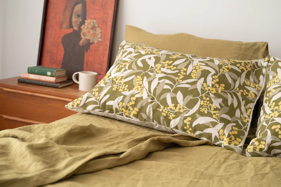 Golden Wattle in Bushleaf - Linen Pillowcase