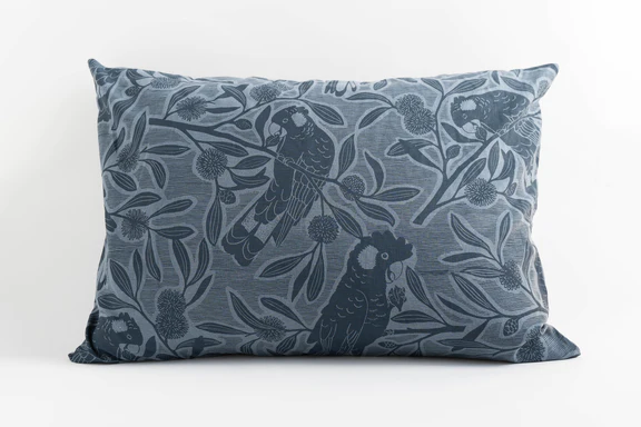 Cockatoo on Basalt - Linen Pillowcase