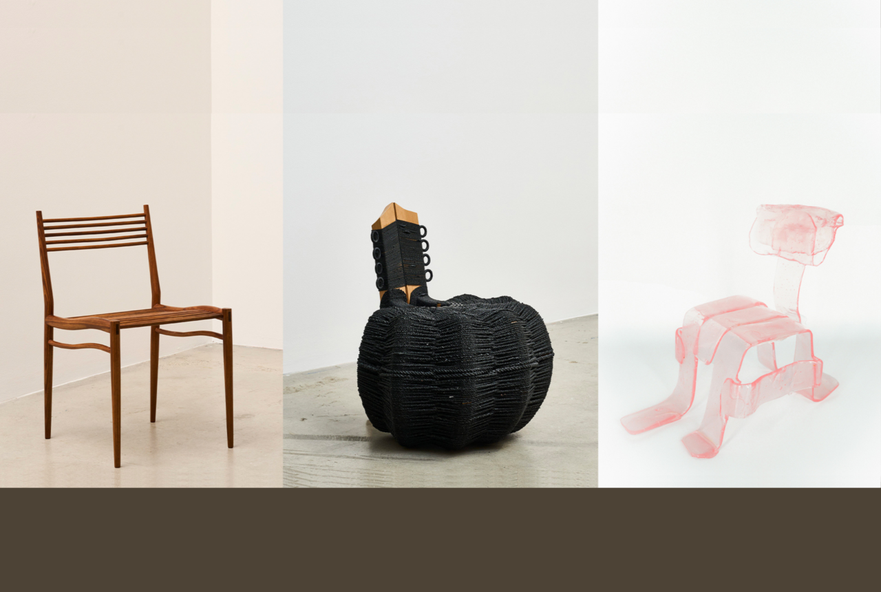 Light Chair by Georgie Szymanski, 2023, Image by Claire Armstrong. WAKA Chair by Isabel Avendaño-Hazbún, 2025, Image by Claire Armstrong. Strip Chair by Tom Kin, 2026, Image courtesy of the artist.