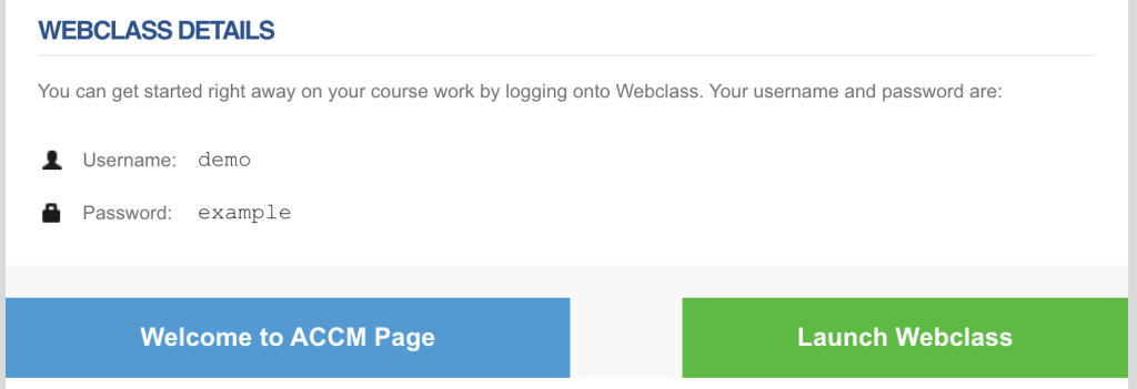 Example of the where to find the Launch Webclass button in the Enrolment Confirmation email.