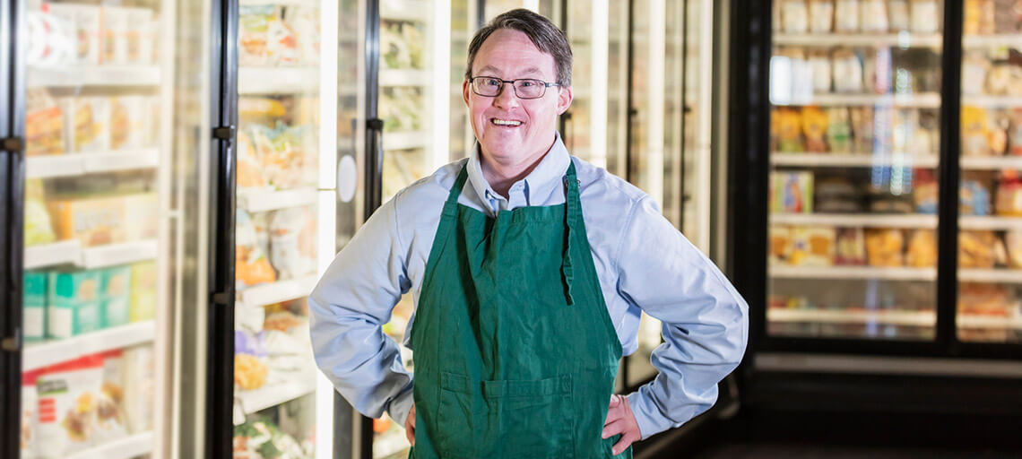 A supermarket worker