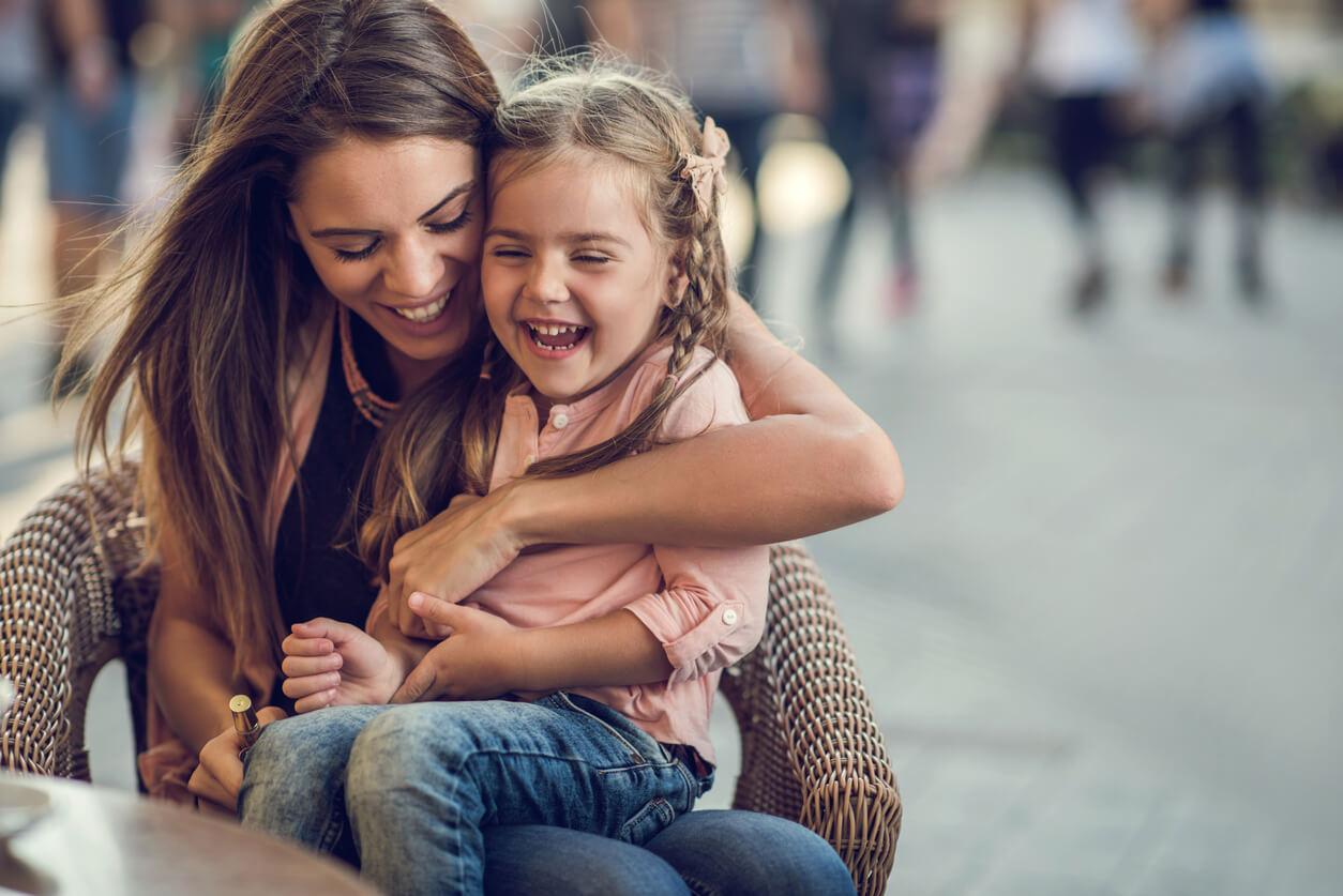 Mother and daughter playing