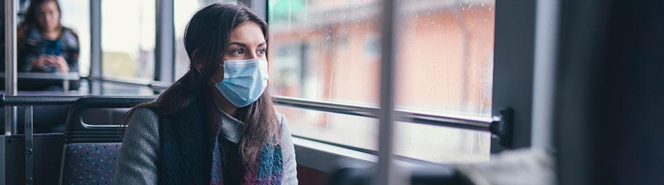 Woman looking out of window