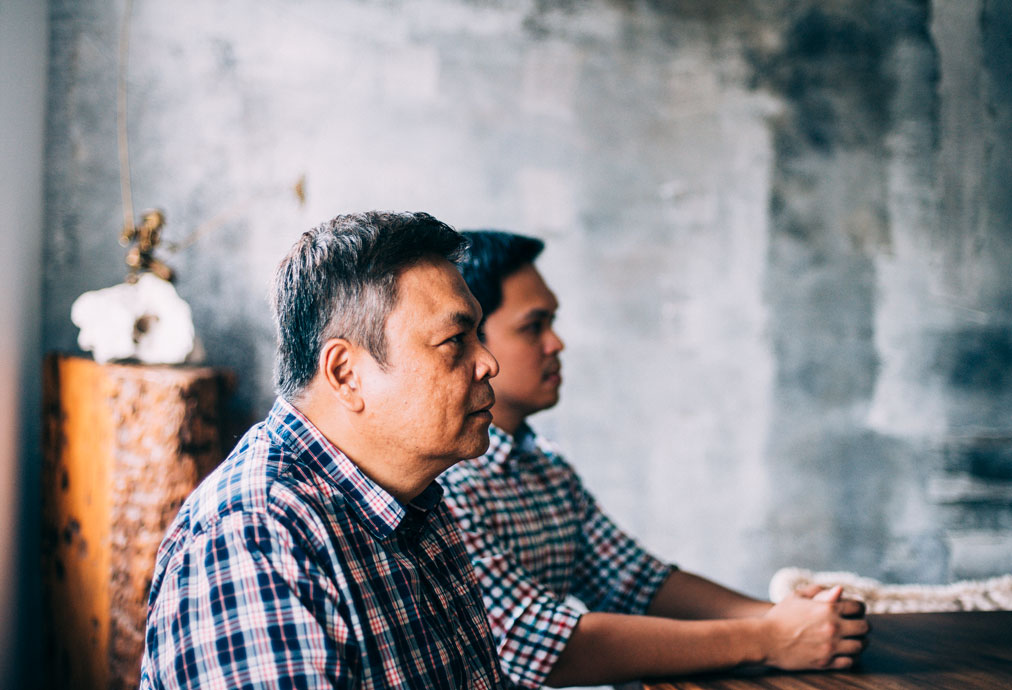 Mike and Paul Peña during the interview in the living room of their home in Quezon City, September 2014