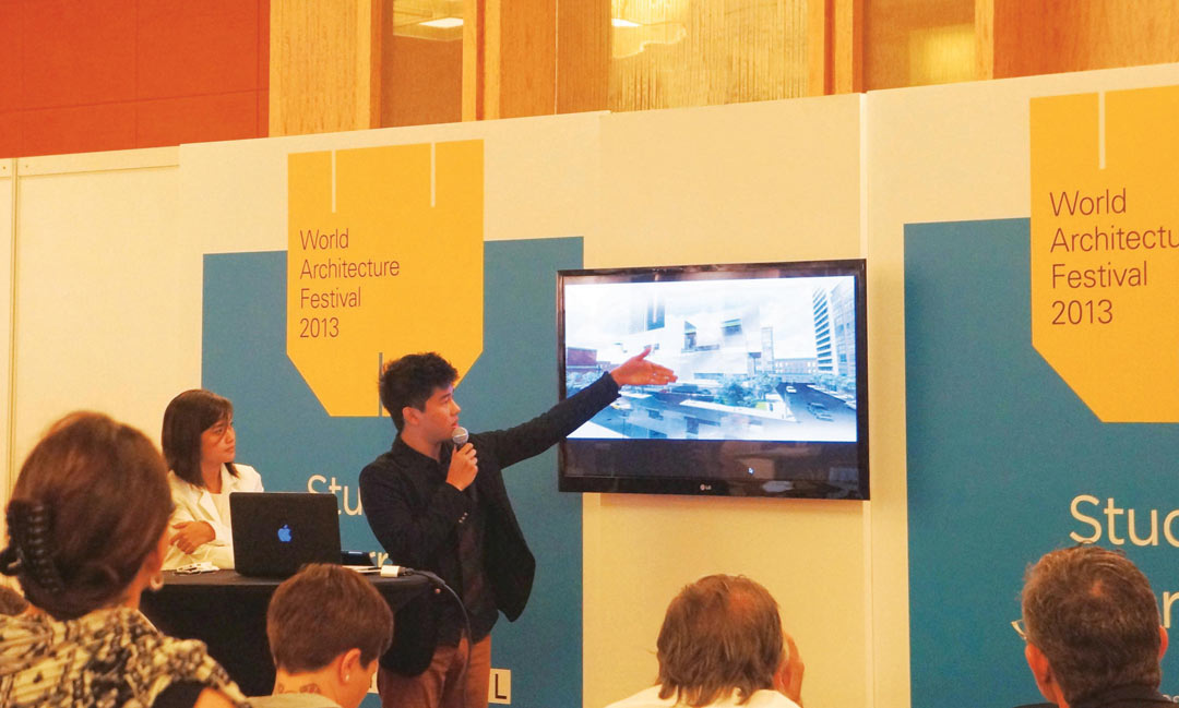 Kathleen Canlas and Jon Medalla on presentation day. WAF Student Competition 2013