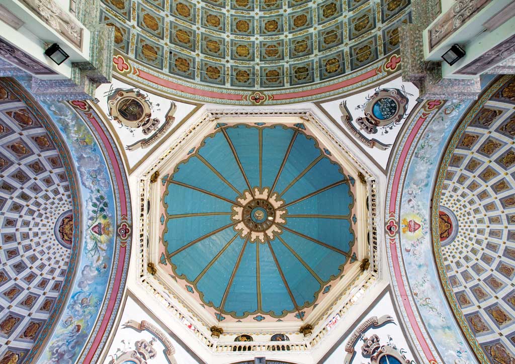The ornate painted ceiling of a Batangas church.