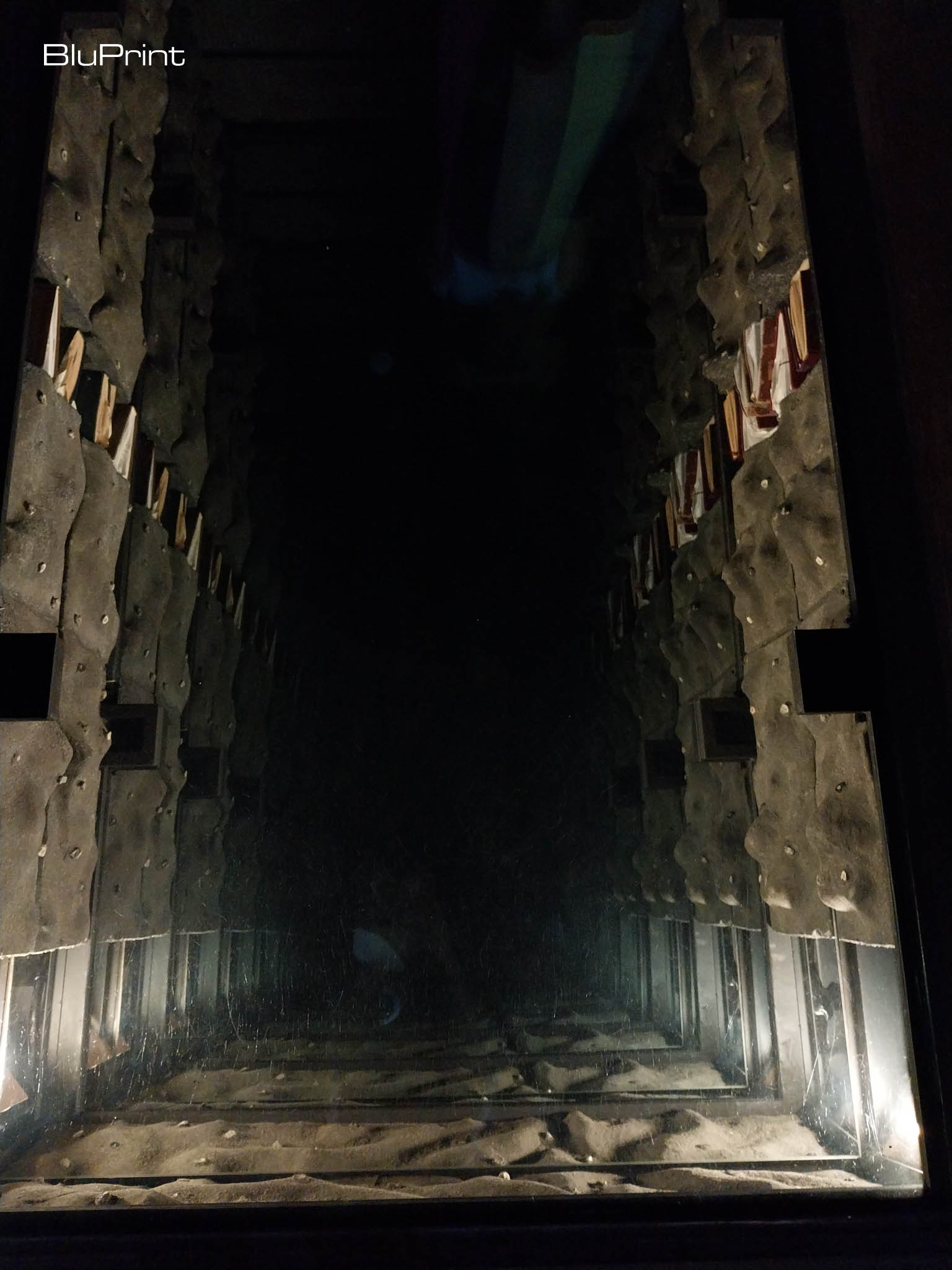 A portion of "Firewalk" by Mark Justiniani at the "Void of Spectacles" exhibit at Ateneo Art Gallery. Photo by Patricia F. Yap.