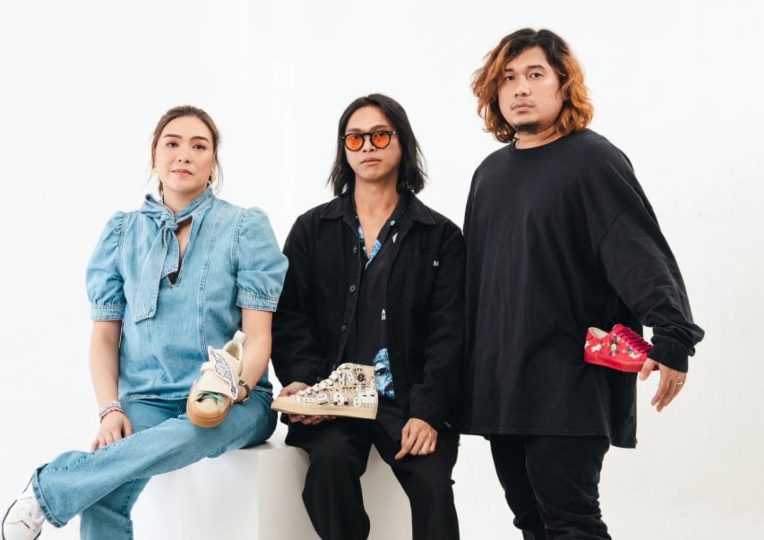 Lilianna Manahan, Garapata (a.k.a., Dex Fernandez), and Doktor Karayom (a.k.a., Russell Trinidad) and their LakArt sneakers.