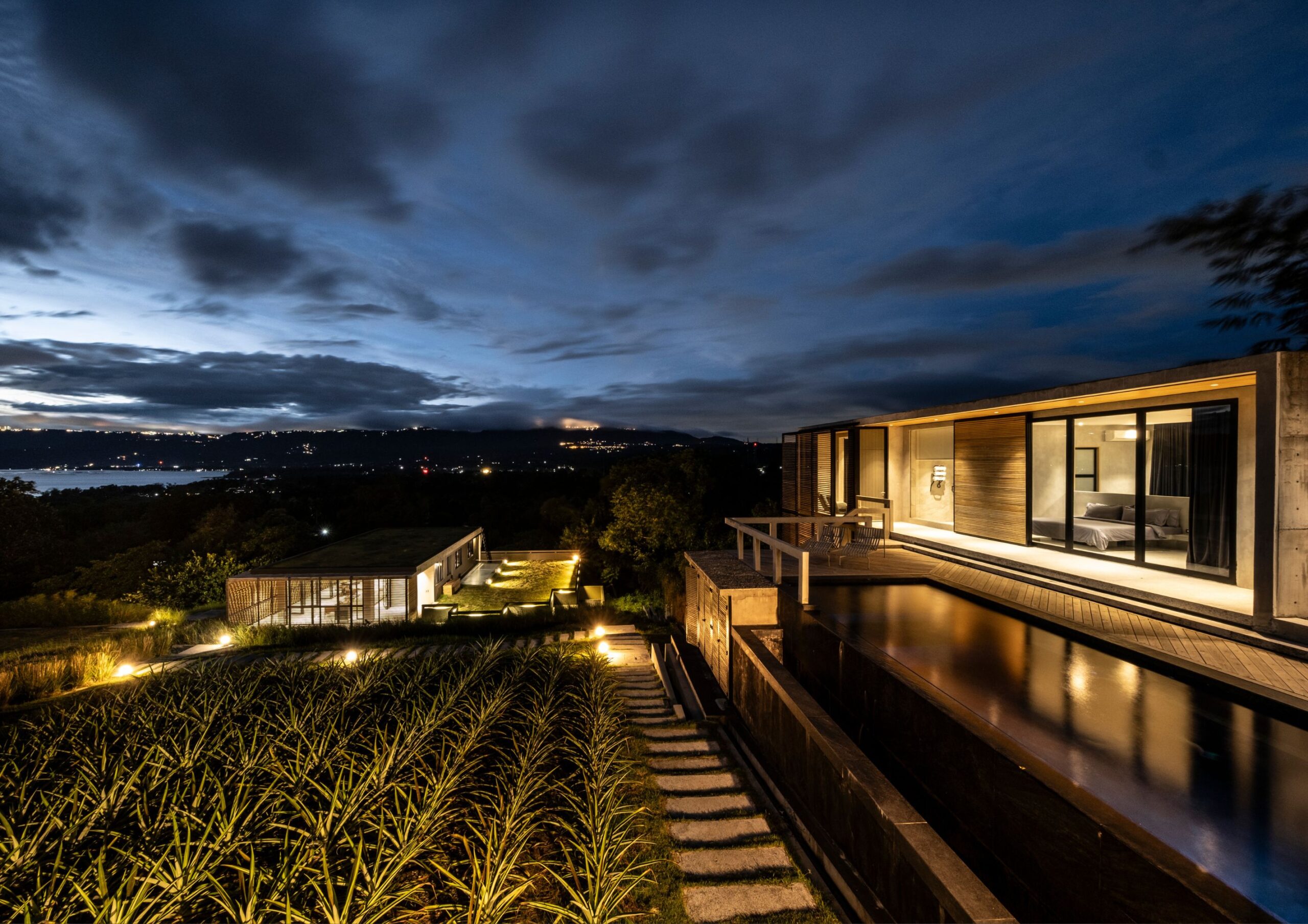 A night shot of the two Parallel villas in Tanauan, Batangas.