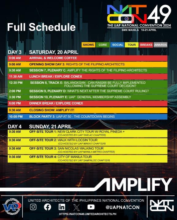 Schedule of Day 3 for the United Architects of the Philippines' (UAP) National Convention.