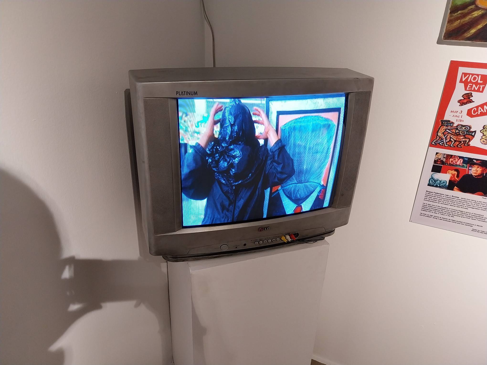 The short film where a man wears a garbage bag to an exhibit. Photo by Elle Yap.