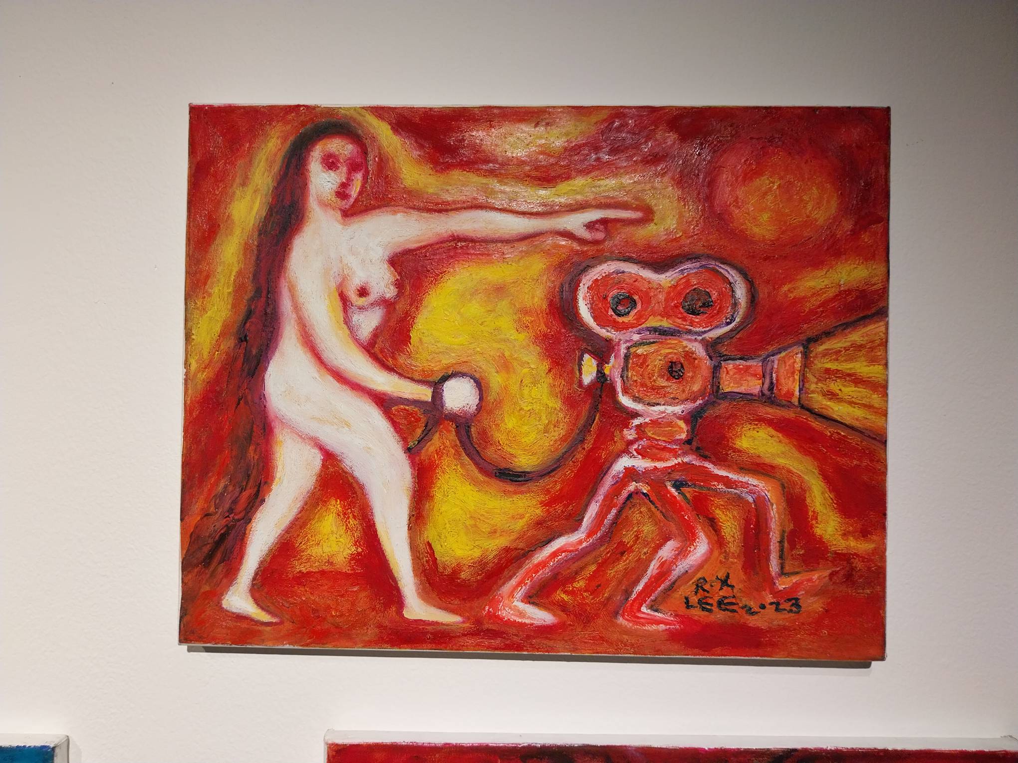 Red painting by Roxlee for "Violent Camote." Photo by Elle Yap.