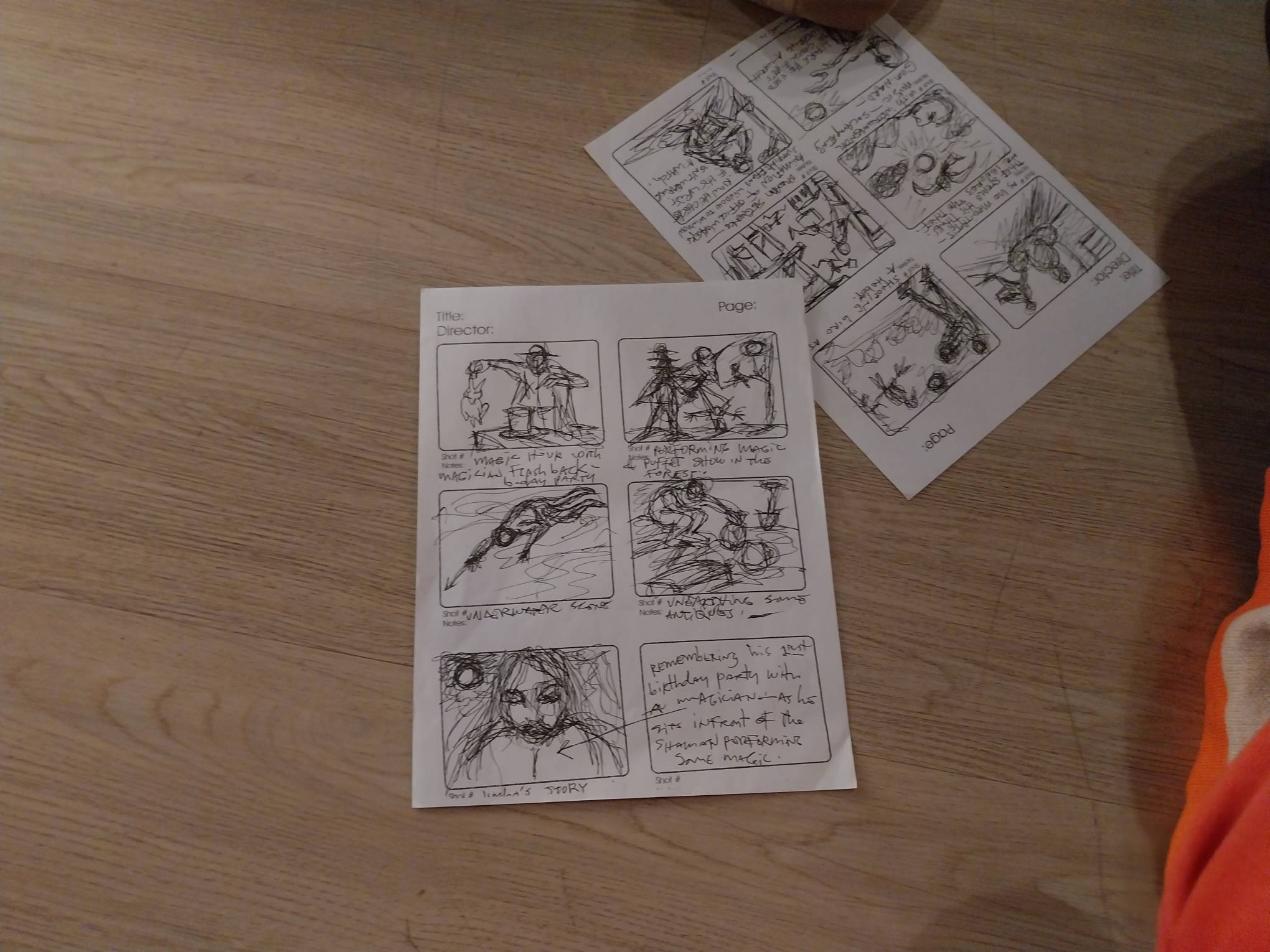 One of the storyboards shared by Roxlee at the Gravity Art Space Artist Talks. Photo by Elle Yap.