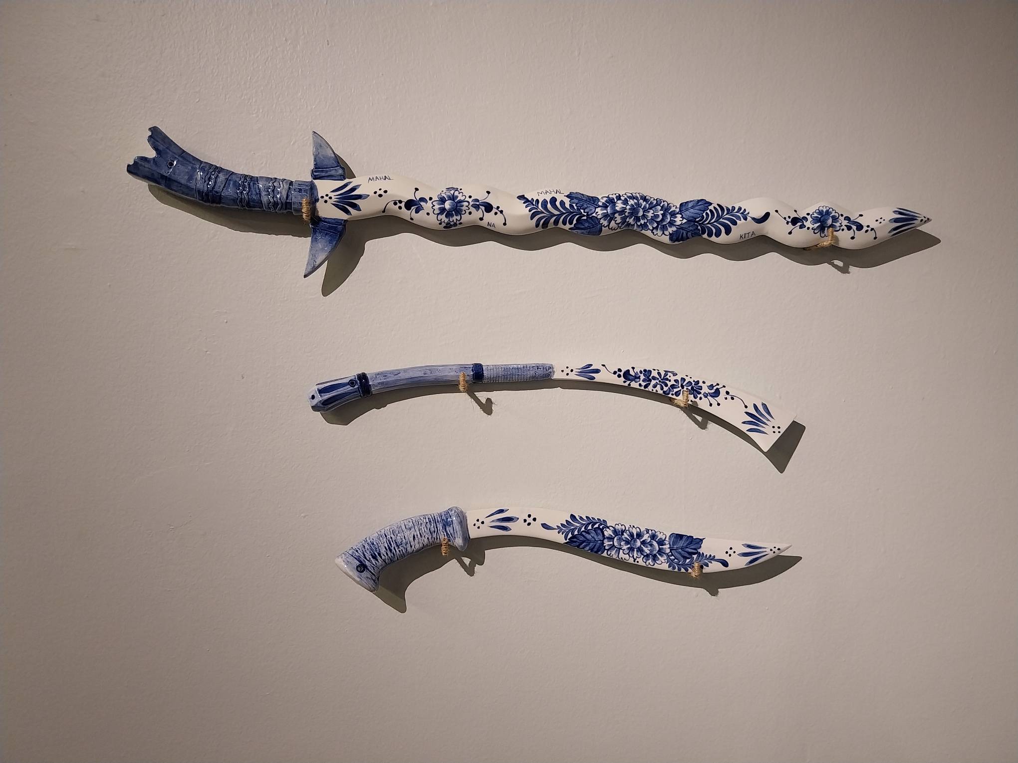 Another of the "Sandata" group of works, containing an itak, kris, and panabas. Made by Archie Geotina. Photo by Elle Yap.