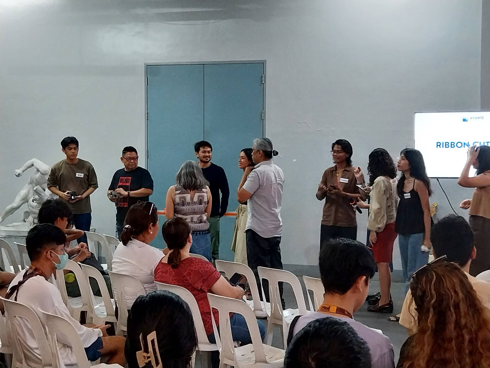 Pre-ribbon-cutting for the Avante: Industrial Design Thesis Exhibit. Photo by Elle Yap.