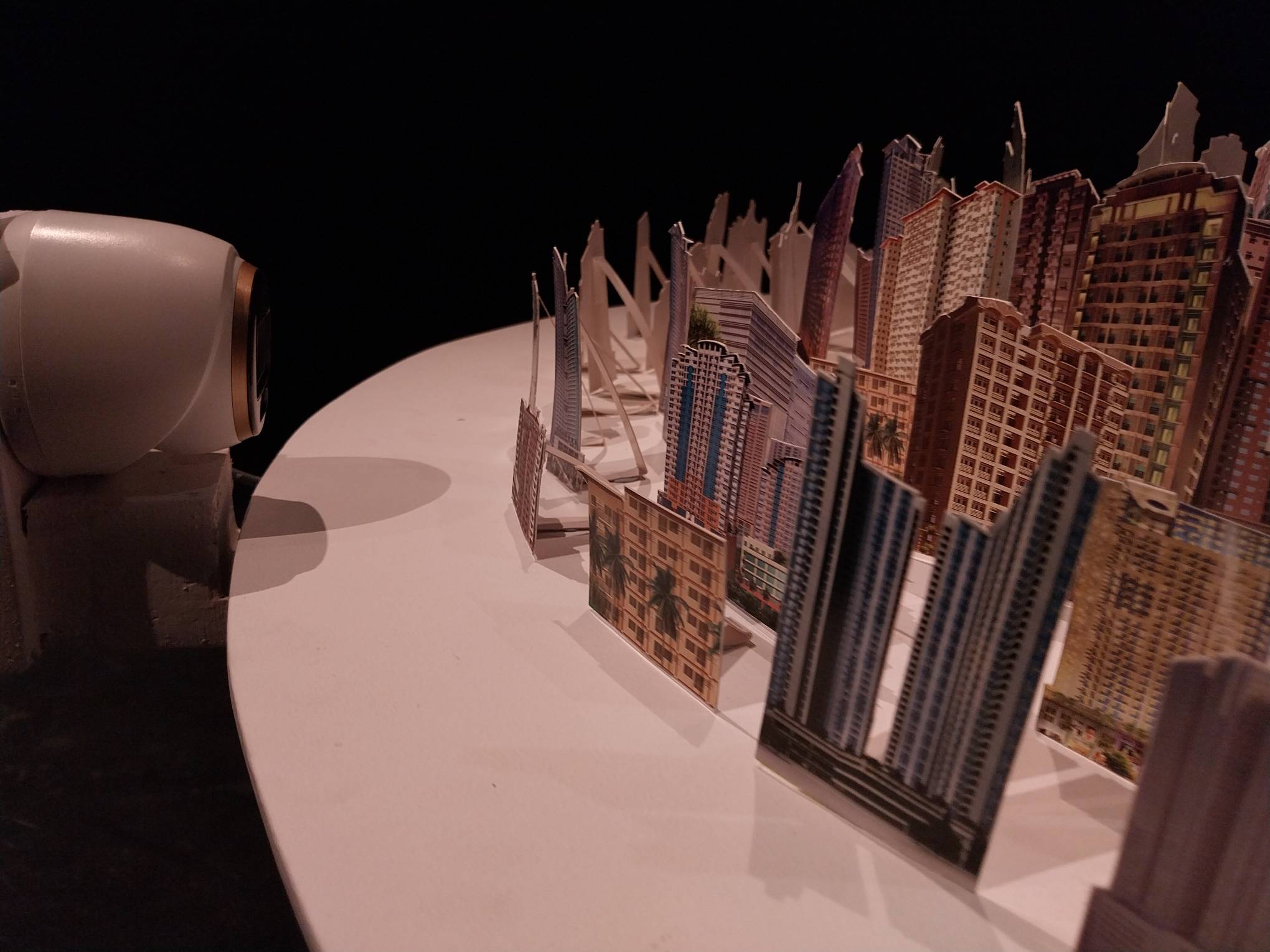 Camera providing the video art for Mark Salvatus' "Model City." Photo by Patricia Yap.