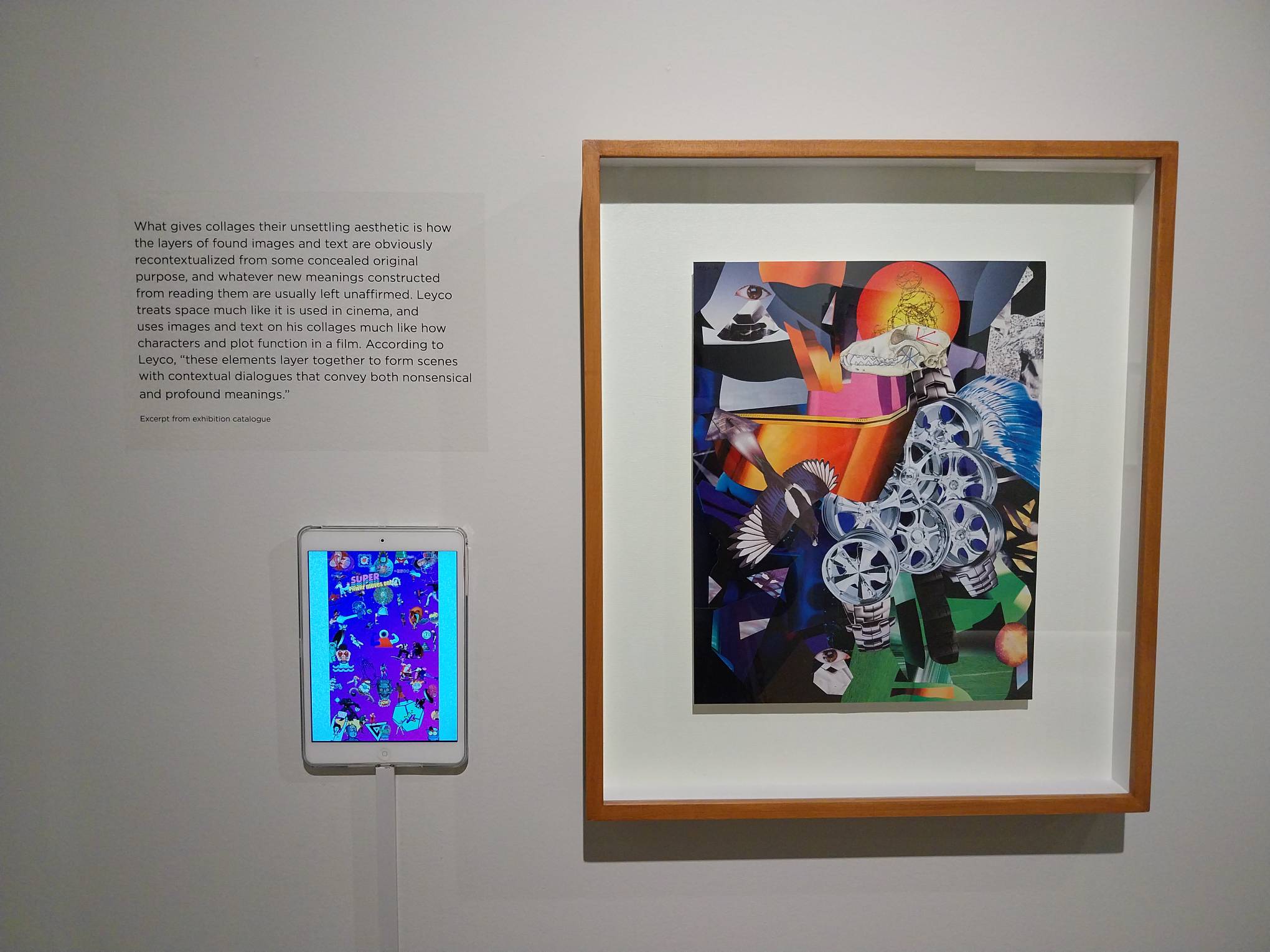 Jet Leyco's works for "Terror Incognita," including the video collage "Power Move." Photo by Elle Yap.