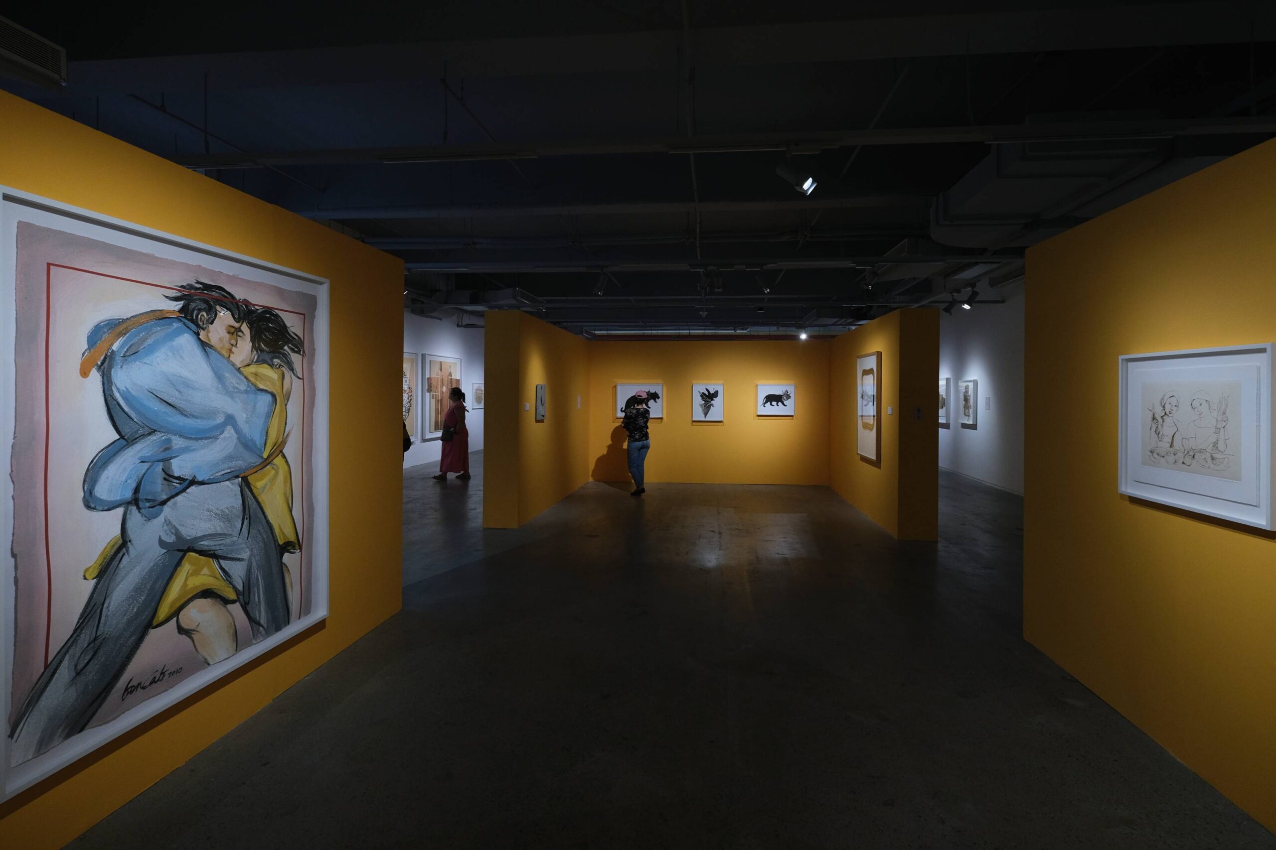 Some generational printmaking works at "Chances of Contact." Photo by Ed Simon.