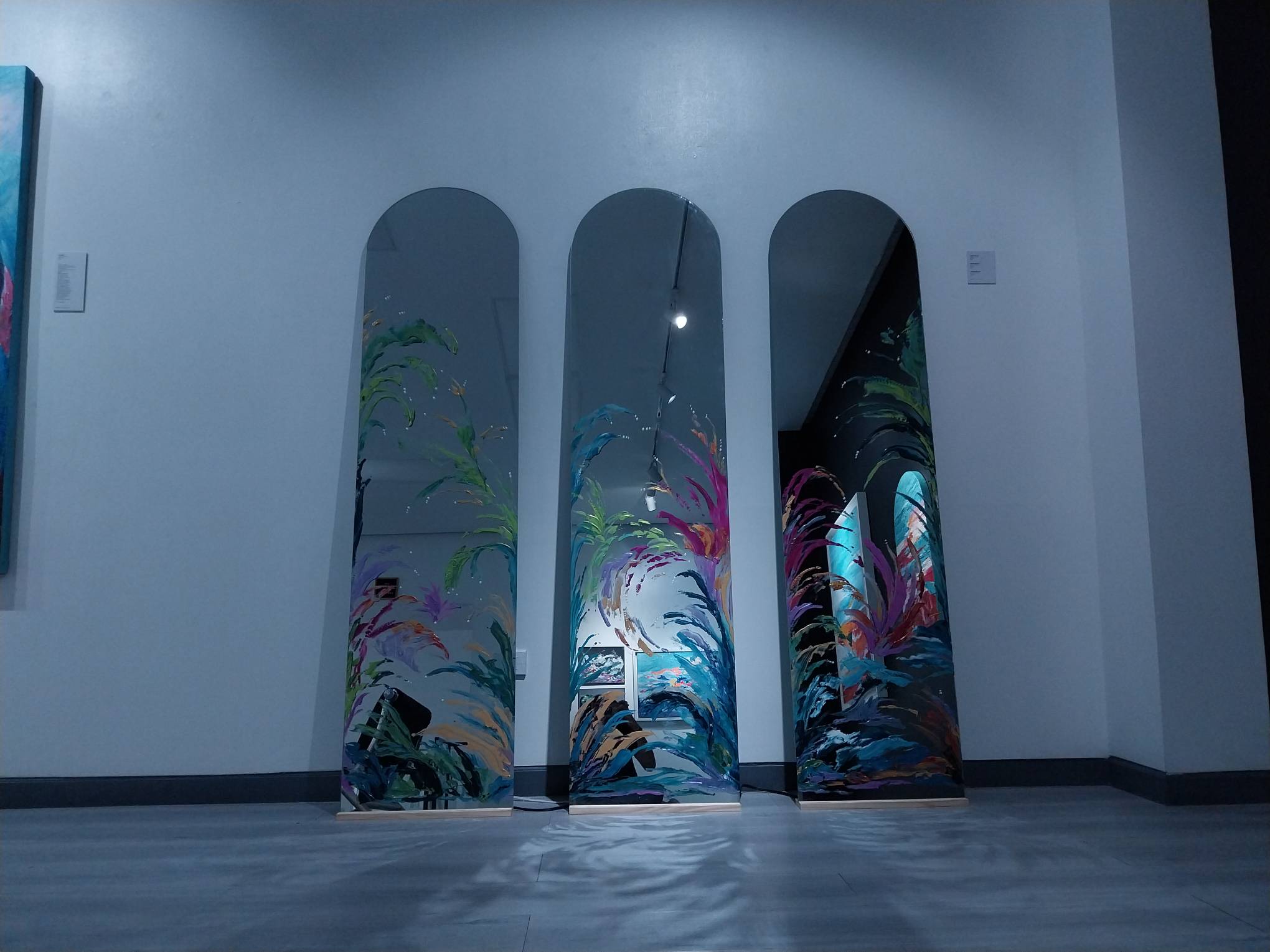 "Tapestry Mirror" by Bea Policarpio for her exhibit exploring the inner self.