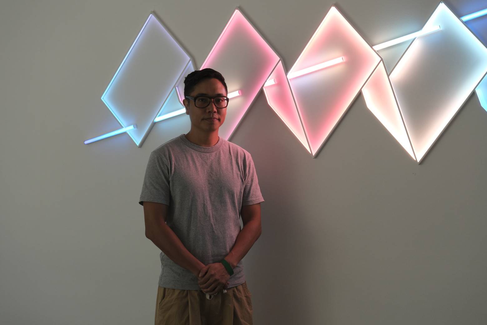 James Clar next to "Space Folding."