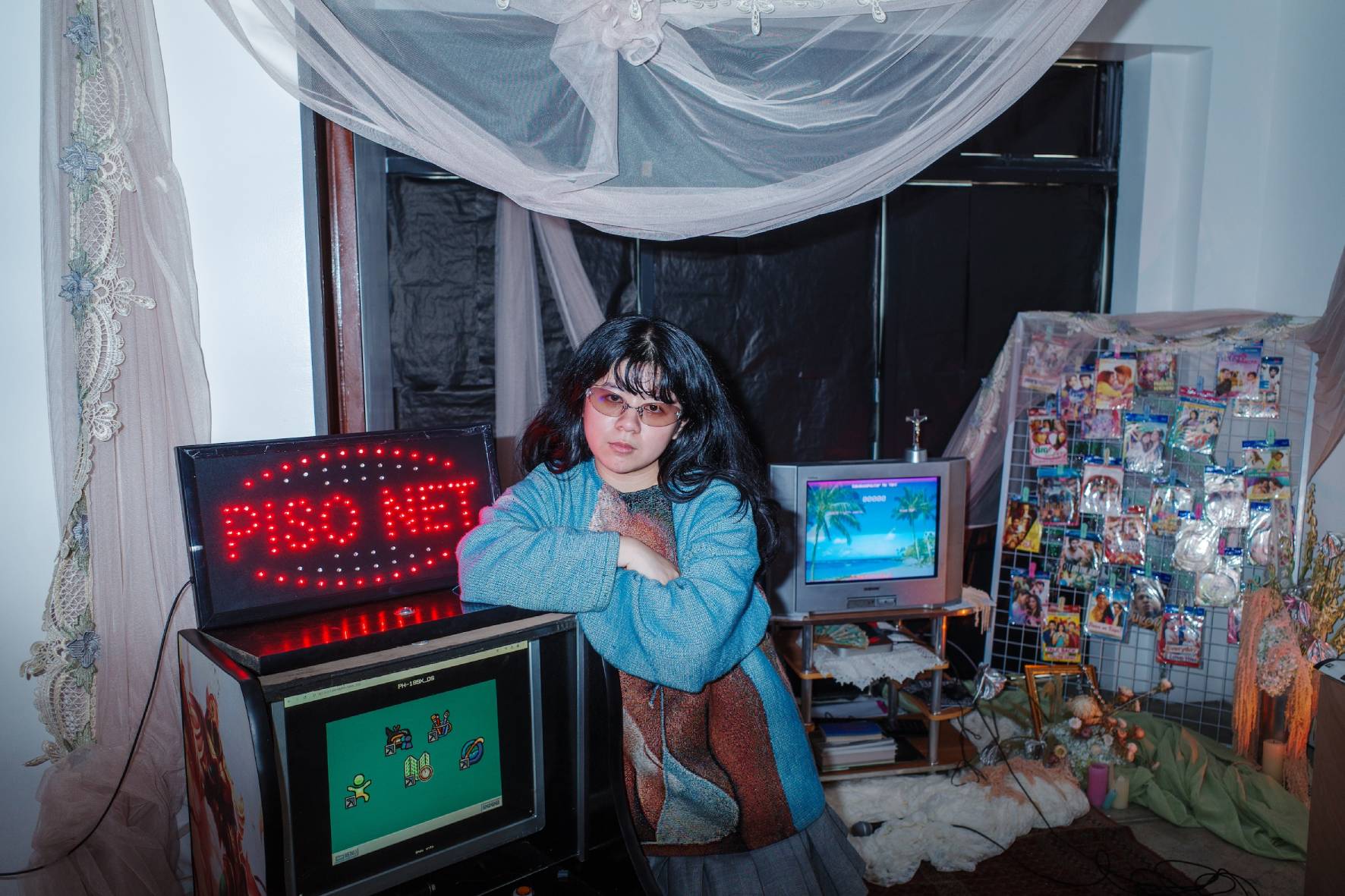 Chia Amisola with their exhibit "KAKAKOMPYUTER MO YAN" for Art Fair Philippines.