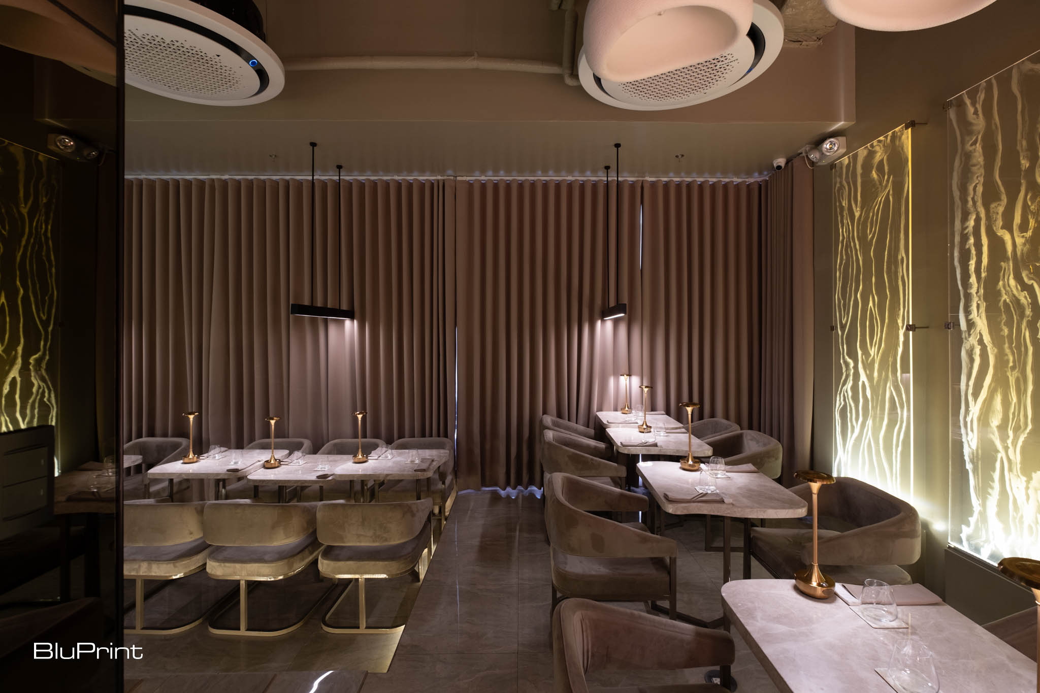 Interiors of Taupe restaurant from another angle.