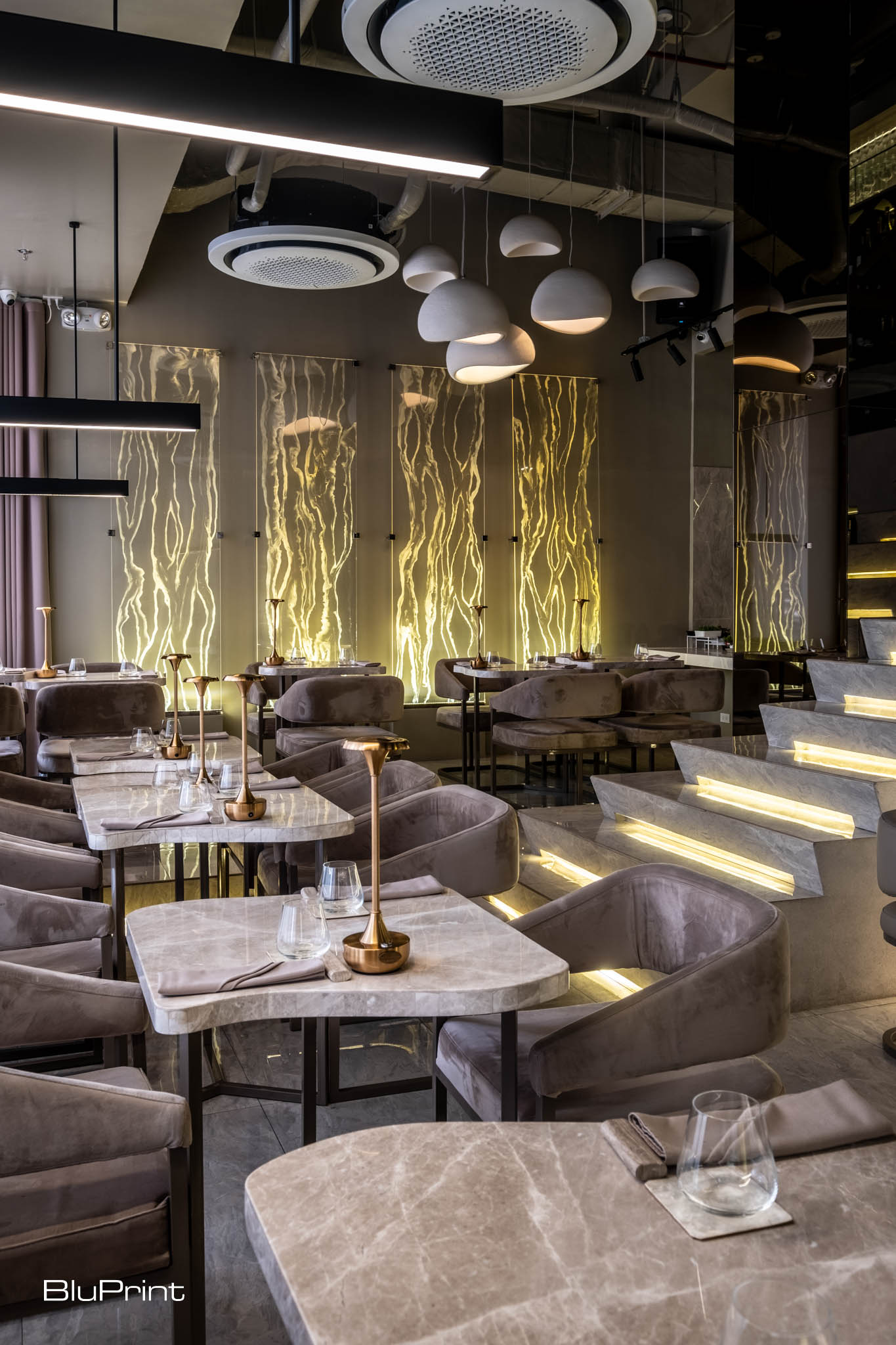 Interiors of Taupe restaurant.