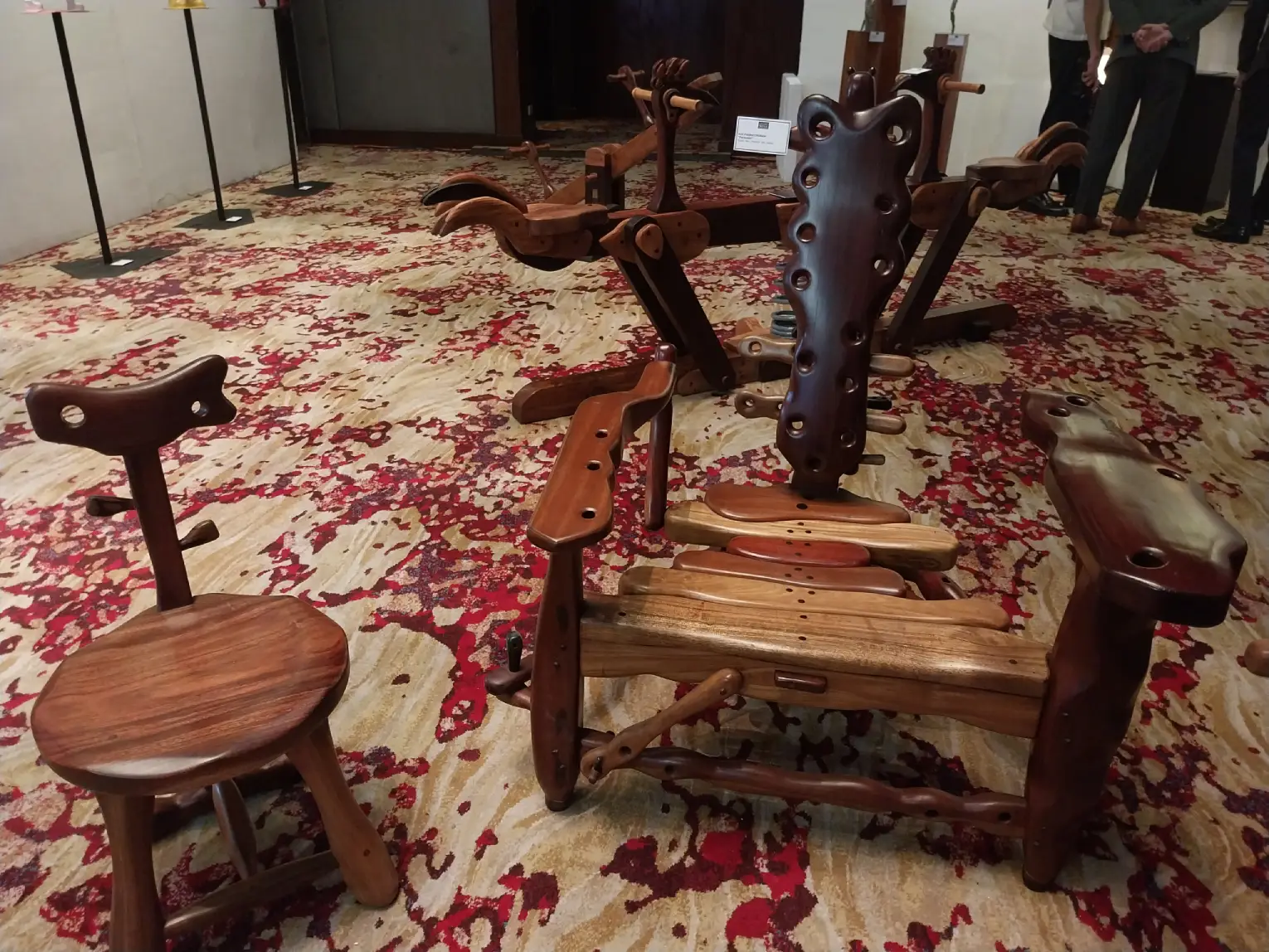 Eclectic furniture being sold and shown in the fair.