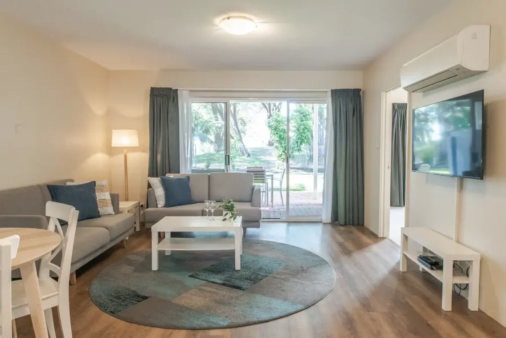 Self-contained apartment living area at Broadwater Resort Busselton