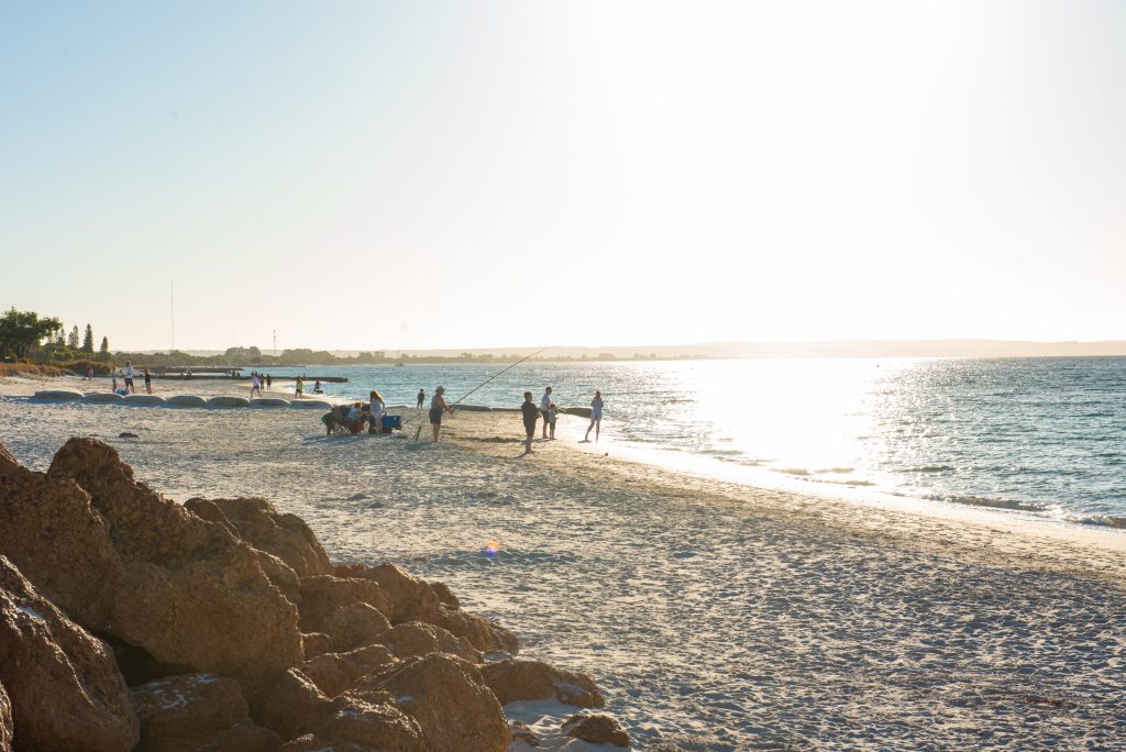 Families enjoying the Busselton foreshore on Geographe Bay
