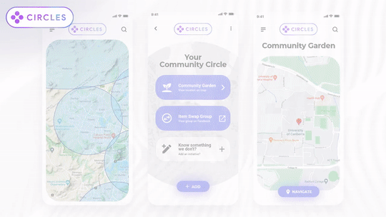 Animated image showing screenshots of Circles