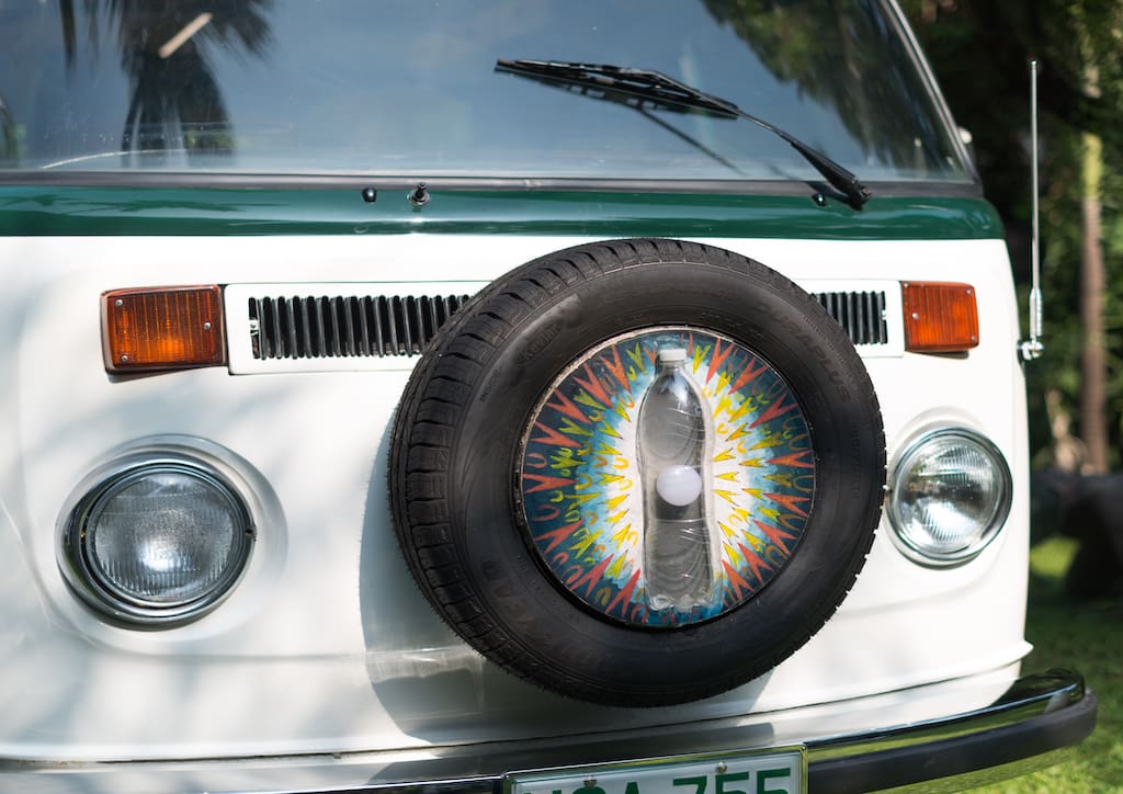 The restored vintage VW Kombi van