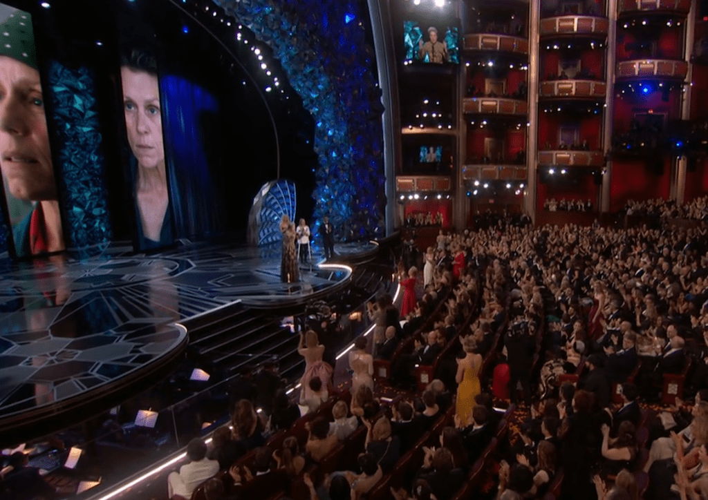 All the female nominees stood up as requested by McDormand