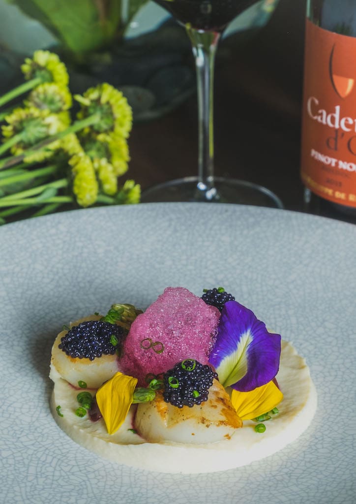 Pan Fried Scallop topped with Black Caviar