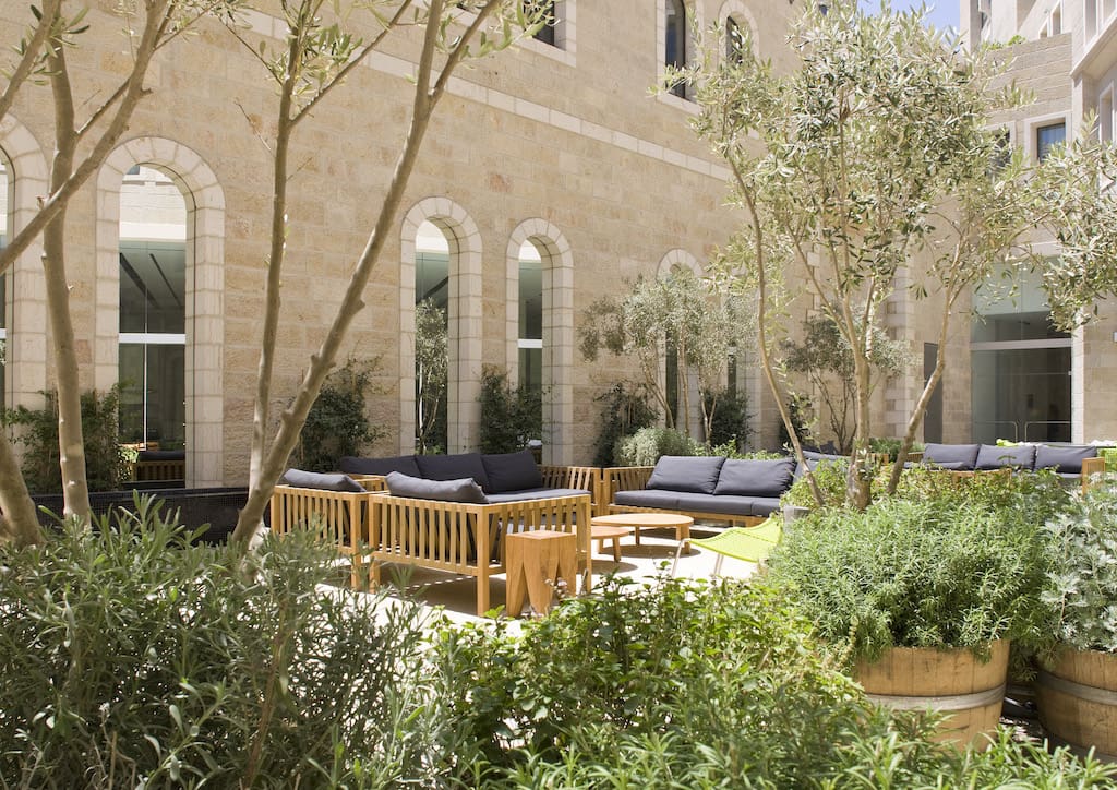 The patio of the hotel